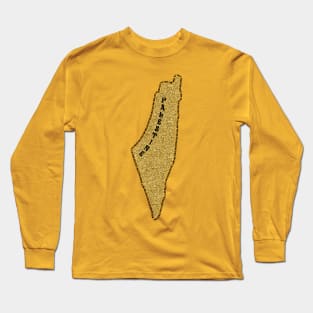 Palestinian Gold Glitter Map Area 27027 KM2 Palestine Will Be Free Solidarity Design -blk Long Sleeve T-Shirt